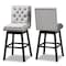 Baxton Studio Gregory Light Grey Velvet and Brown Wood 2-Piece Swivel Bar Stool Set 164-10289 - alternate 1